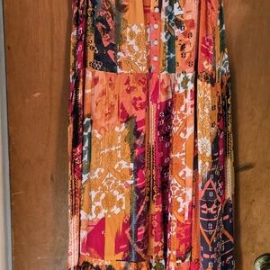 Coldwater Creek A-Line Maxi Dress in Pink and Red Resort Wear